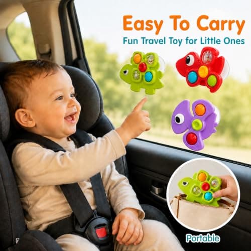 Kdoliti Suction Spinners for Babies,Baby Toy 1 Year Old,Sensory Fidget Toys for Kid,Toddler Travel Toy for 1 2+ Year Olds,Toy for 1 2 Year Old Gift,3 Pcs High Chair Toy with Suction Cups — view 5