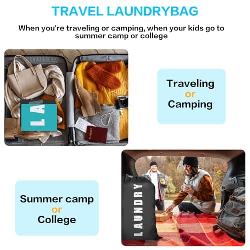 2 Pcs Large Laundry Bags, 24" x 36" Travel Laundry Bags for Travelling — view 6