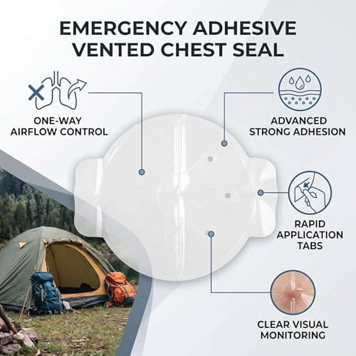Vented Chest Seal Emergency Adhesive Trauma Dressing with Transparent Backing for Penetrating Wounds Outdoor Tactical First Aid Kits — view 5