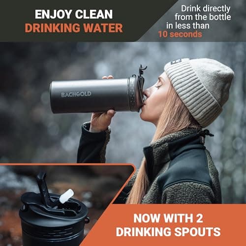 Bachgold Camping Water Replacement Filter for 800 ml bottle - Portable Water Filter Hiking & Backpacking - Water Purification Bottle Clean Water in Seconds for Outdoor & Survival Adventures — view 5