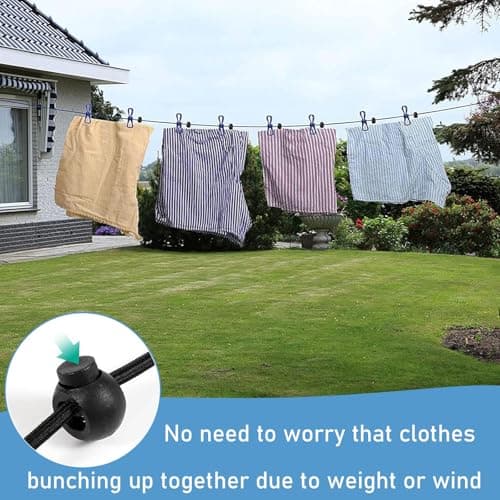 2 Pcs Travel Washing Line, Travel Clothes Line With 24 Clips, Elasticity Retractable Washing Line, Suitable for Outdoor Vacations, Bathrooms, Laundry Rooms, Gardens, or Travel (Black/White Rope) — view 4