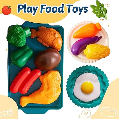 LINFUN KIDS Mud Kitchen Accessories Toy Pots and Pans Play Food Cooking Set — view 4