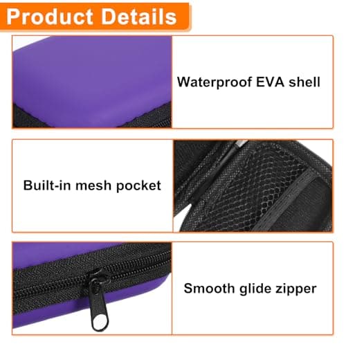 sourcing map Earbuds Cases, Wired Earphone Case Holder, EVA Ear Buds Case Zipper Organizer Small with Mesh Pocket for USB Cable, Earphones, Purple — view 4