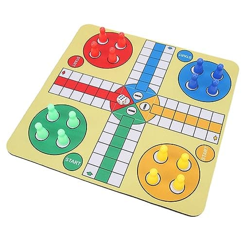 Akozon Flying Chess Rug Play Mat Foldable Portable Leather Board Game for Kids Adults Family Travel Camping Party Entertainment — view 2
