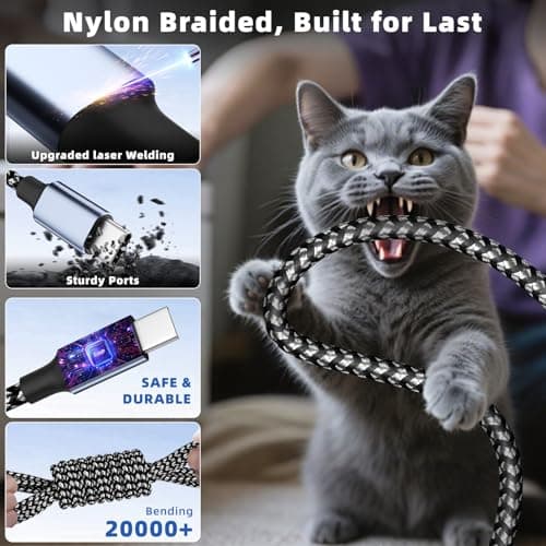 Travel 4 in 2 Multi Charging Cable, USB A/C Cable with Dual Type-C/IP/Micro USB, Travel Charger for Multiple Devices, Phone Charger Cord for iPhone 17/16/15/14, Galaxy, Android Pad, 5FT 4PCS — view 3