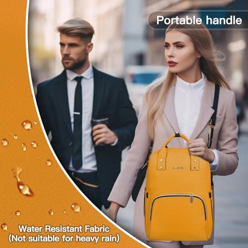 Z-MGKISS Travel Laptop Backpack for Women, Lightweight Casual Daypack, Rucksack Bag 15.6 Inch, Stylish Women Work Backpack for Travel Business College, Gifts for Ladies Teacher Nurse, Yellow — view 5