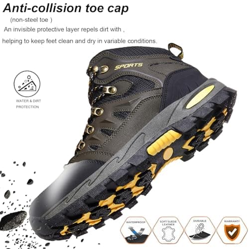 HODTOB Hiking Boots Mens Womens Lace-up Non-Slip Outdoor Men Women Mountain Trekking Shoes for All Season Walking Travelling Backpacking Camping Shoes Sneaker Green 9.5UK — view 3