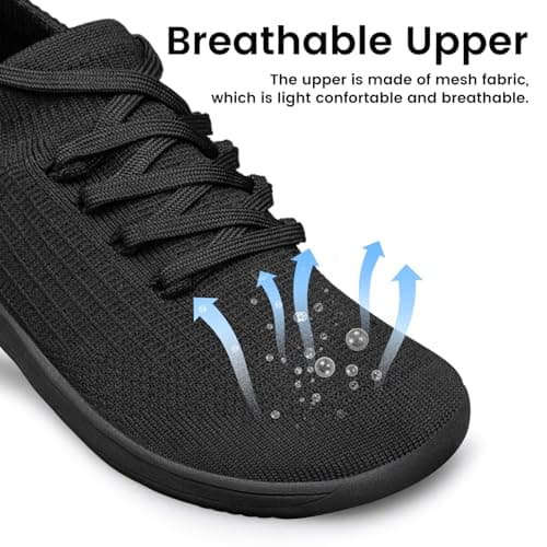 Raoendis Wide Barefoot Shoes for Women Zero Drop Trainers, Wide Toe Box Sneakers Minimalist Running Shoes Comfortable Lightweight Black Size 8.5 — view 4