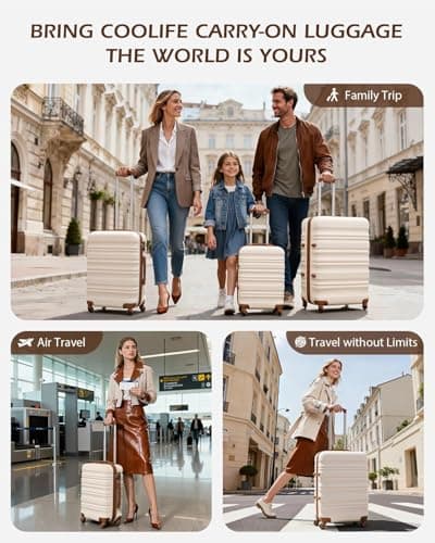 COOLIFE 3 Piece Hardshell Luggage Set, Suitcase Set with Smooth 4 Wheels — view 4