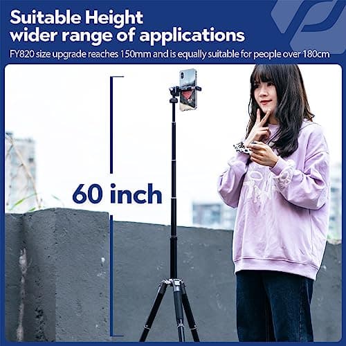 Fotopro Mini Tripod 60" Lightweight Compact Travel Tripod with 360 Degree Ball Head Phone Mount Detachable Selfie Stick, Camera Phone Max Load up to 8.8 lbs Pink — view 6