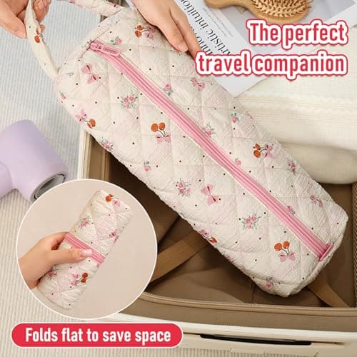 KASESSS Floral Pattern Portable Hair Dryer Bag Travel Storage Bags Fits for Most Hairdryers Curling Irons, Straightener, Lightweight Hair Tools Travel Bag, Hairdryer Case Protection Organizer — view 4