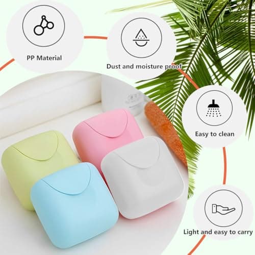 4PCS Travel Soap Case, Soap Bar Travel Soap Dish with Lid Waterproof Leakproof Square Small Soap Box Container Holder Closable Soap Holder Portable Soap Dish Travel for Shower Outdoor Hiking Camp Gym — view 3