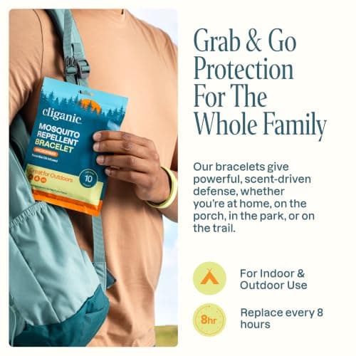 Cliganic Mosquito Repellent Microfiber Bracelets (10 Count) - for Adults and Kids, DEET Free Wristbands — view 6