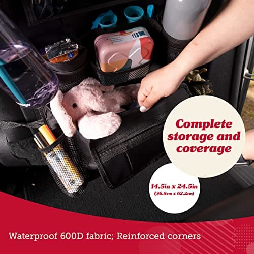Car Back Seat Organizer with Larger Protection & Storage - 12 Compartments including iPad Holder, Reinforced Corners to Prevent Sag, Eco Friendly Materials - Great Travel Accessory for Kids — view 4