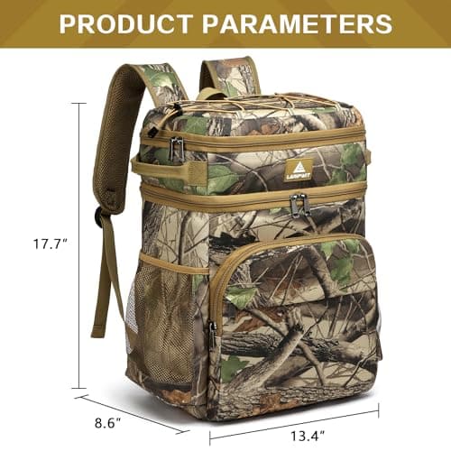 Laripwit Cooler Backpack 54 Cans Insulated Backpack Cooler Bag Leak-Proof Camo Double Deck Picnic Backpack for Men Women - Perfect Tactical Cool Bag Rucksack for Camping, Lunch, Beach — view 6