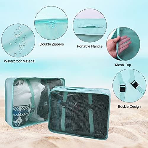 OSDUE Packing Cubes for Suitcases, 6 PCS Travel Luggage Packing Organizers Waterproof Travel Essentials Bag Accessories, Clothes Cosmetics Toiletries Storage Bags, Bright Blue — view 6