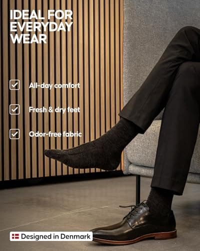 DANISH ENDURANCE Merino Wool Socks Mens, Premium Smart Mens Socks, Breathable Comfort, 3 or 5 Pack, Black-5pack, 6-8 — view 3