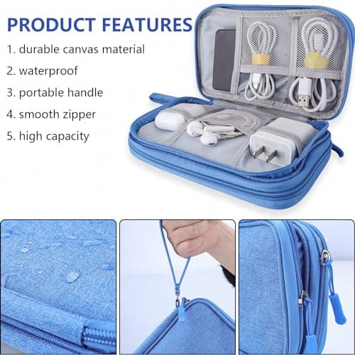 Teskyer Travel Cable Organiser Bag, Travel Essential, Sky Blue — view 4