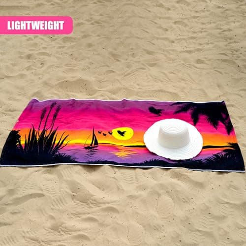 GEEZY Microfibre Beach Towel, Birds Sunrise Design - Quick Drying, Lightweight, Sand-Free, Large & Durable, Summer Design - Beach Essentials for Travel, Holiday, Swimming, Sauna, Adults, 70x140cm — view 3