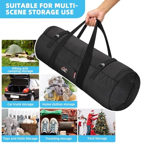 Amengsen Travel Duffel Bag 37L/63L/125L Oversized Duffel Bag, Upgrade Zipper, Durable and Waterproof, Suitable for Camping,Travel,Tent,Car Trunk Storage Bag (Black, XL) — view 4