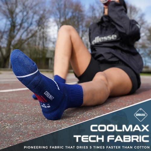 Rahhint Coolmax Hiking Running Socks for Long Distance Anti Blister Moisture Wicking Compression Sports Quarter Ankle Socks Men Women 3 PACK — view 2