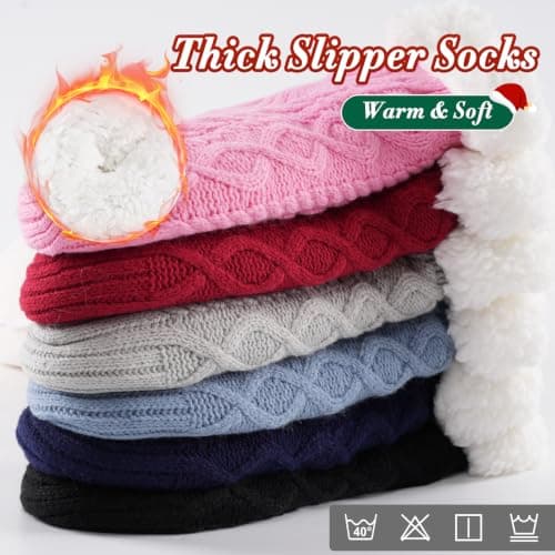 SockWaddles Slipper Socks for Women & Men, Non Slip, Thermal Winter Grey — view 5