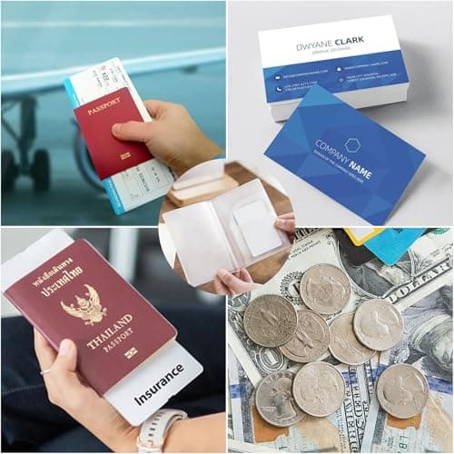 SINJAETRQ Pack of 8 | UK Passport Covers Transparent, Waterproof PVC Passport Holders, Anti-Scratch Frosted Protective Cases with Card Slots for Travel, Family Passport Organizer — view 4