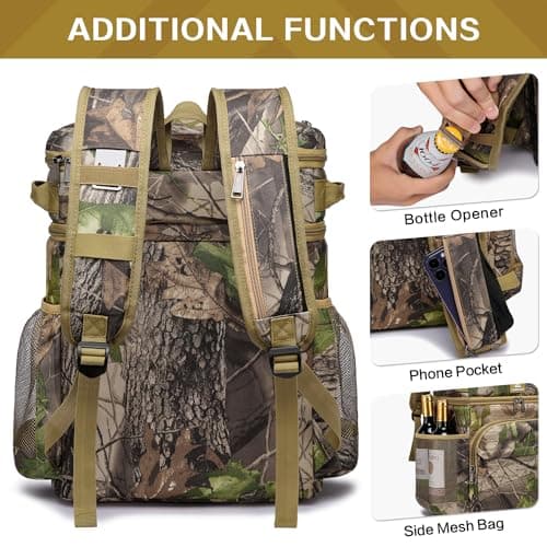 Laripwit Cooler Backpack 54 Cans Insulated Backpack Cooler Bag Leak-Proof Camo Double Deck Picnic Backpack for Men Women - Perfect Tactical Cool Bag Rucksack for Camping, Lunch, Beach — view 5