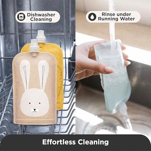 Cherub Baby Reusable Yogurt Pouches 5 Pack 150ml Leakproof Freezer Safe BPA-Free Squeeze Bags for Toddler — view 5