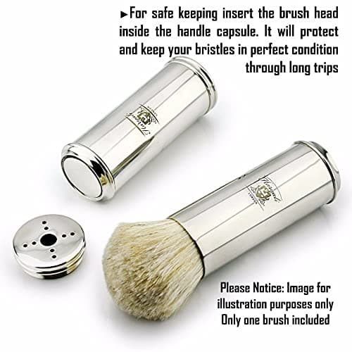 Haryali London Travel Shaving Brush for Men – Dense and Durable White Badger Hair Long Nickle Plated Steel Handle — view 6