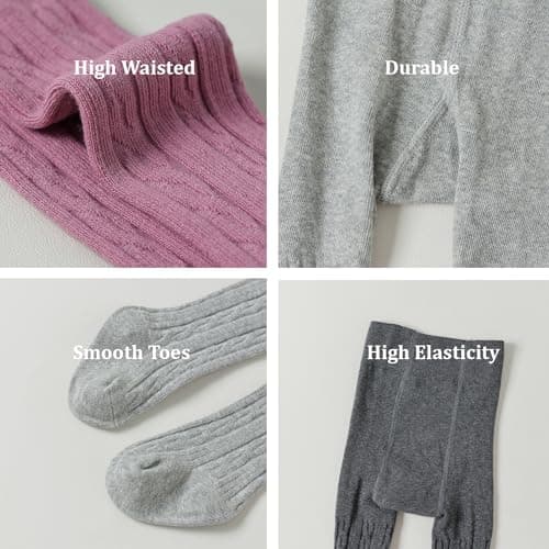 Marchare Baby Girls Tights Thick Solid Cable Knit Leggings Winter Warm Stockings For Toddler Girls 1-2T White 1 Pack — view 6