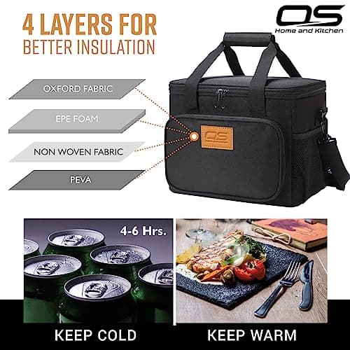 Insulated Portable Food Cooler Bag, Large Capacity, Waterproof, Lightweight, for Camping, BBQ, Travel, and Outdoor Activities (Black, 24L) — view 2