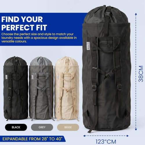 THRYZZLE Backpack Laundry Bag - 115L Large Heavy Duty travel Laundry Bag, Dirty Clothes Bag with Shoulder Straps, Hanging Laundry Hamper with Drawstring Closure for College Dorm, Apartment (Gray) — view 3