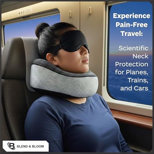 Blend & Bloom Travel Pillow for Airplane, Light Grey — view 6
