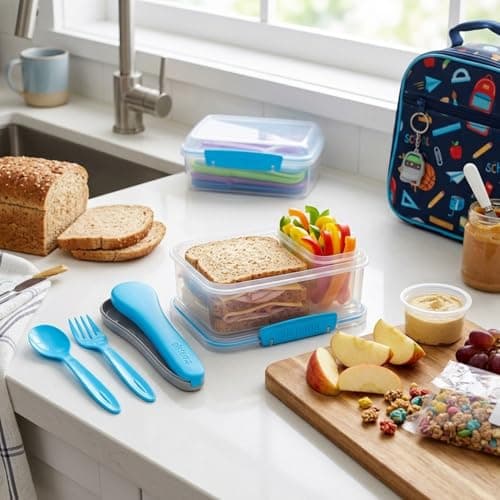 TSA Cutlery Set | Reusable Travel Plastic Cutlery Set with Portable Case for Storage, Knife, Fork & Spoon Durable Dishwasher Safe for Camping, School, Picnic, Office, Indoor Outdoor Lunch (Blue) — view 6