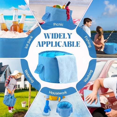 FillTouch 6 Sets Foldable Foot Bath Kit 15L Collapsible Foot Soaking Tub Bathroom Towels Women Adult Foldable Slippers with Storage Bag Spa Soak Pedicure Bath for Travel Camping(Sky Blue) — view 6