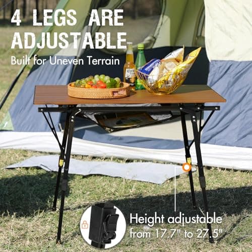 Portal Camping Tables That Fold up 90×53cm Picnic Table Folding Portable with Height Adjustable Legs Collapsible 3ft Aluminium Rollup Outdoor Lightweight Foldable for Beach Fishing Garden BBQ — view 3
