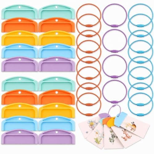 20 Pcs Card Holder for Yoto Efficient Kids Travel Carrier Reusable Plastic Cards Storage Case with 20 Ring Loops Portable ABS Storage Organizer Durable Card Holders for Student Professionals