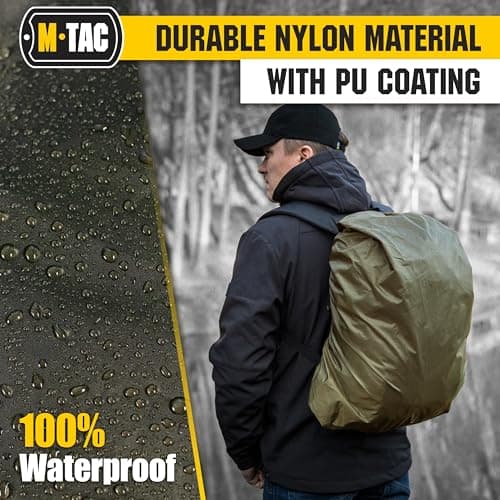 M-Tac Waterproof Rain Cover for Backpack - Protective Cover up to 40L, Nylon with PU Coating, Outdoor & Military, Olive, M — view 5