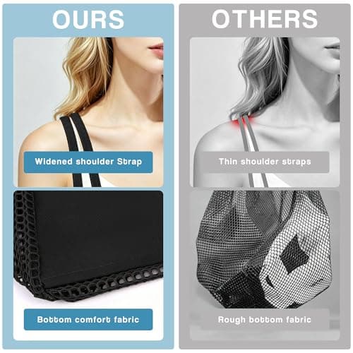 Poeruse Beach Mesh Tote Bag, Beach Bags for Women with Zip, 26L Mesh Handbags, Travel Shopping Handbag for Holiday (Black) — view 4