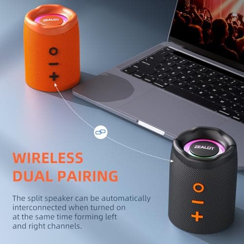 Zealot 2 in 1 Magnetic Split Bluetooth Speaker, 20W Power (10W per Speaker), Waterproof Split Wireless Speaker Bluetooth 5.3, 12H Playtime, True Wireless Pairing for Home, Outdoor or Travel — view 4
