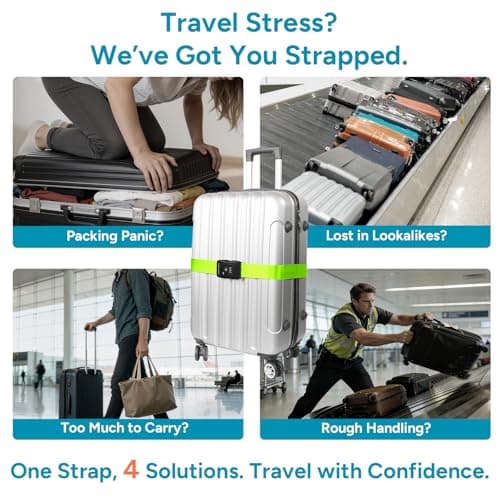 travel inspira TSA Approved Luggage Straps, Suitcases Identifier (Green) — view 2