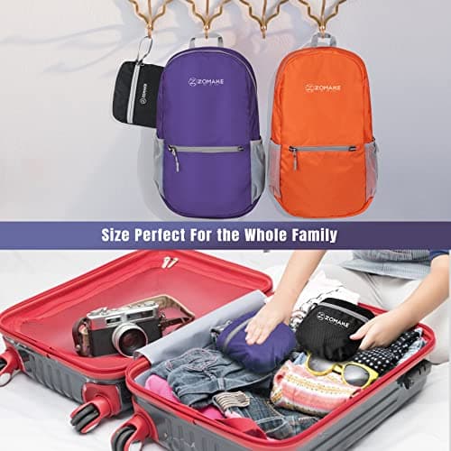 ZOMAKE Lightweight Foldable Backpack Packable Rucksack (20L/Purple) — view 5