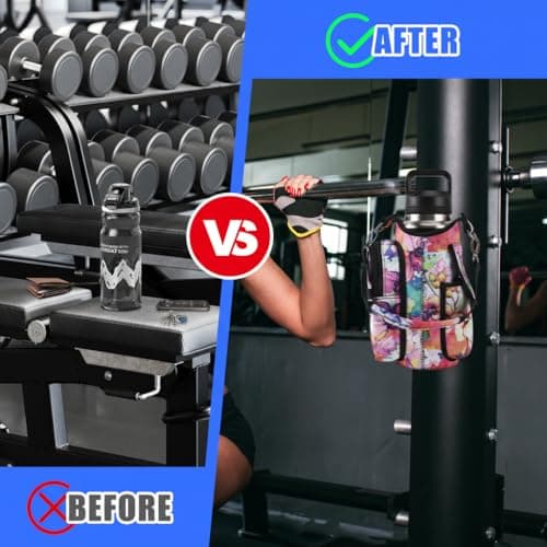 icolor Gym Magnetic Bag Water Bottle Carrier Holder with Strap & Phone Pockets, Diameter 3.9" Magnetic Gym Bag 5 Built-in Magnets Gym Accessories Organizer Pouch Sling Sleeve (Neoprene, Color-Flower) — view 6