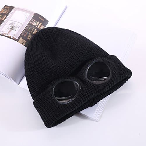 MansWill Unisex Wool Knitted Goggles Beanie, Warm Winter Stylish Hat Autumn Outdoor Sports Cap Fashion Womens Indoor Leisure Heat Keeper Ear Snow Cold Protector — view 2