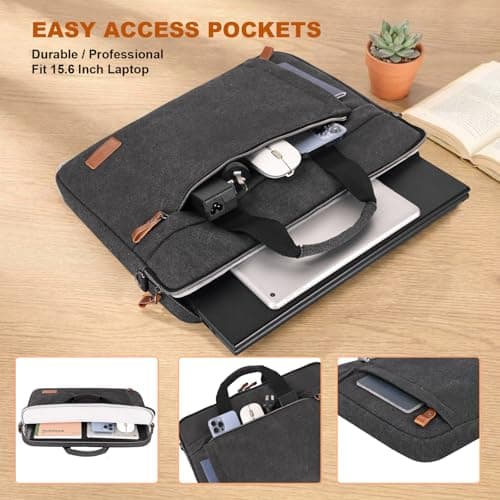 Estarer Laptop Messenger Bag 17-17.3 Inch Mens Satchel Shoulder Bag for Work (Grey-slim, 17-17.3 Inch) — view 4