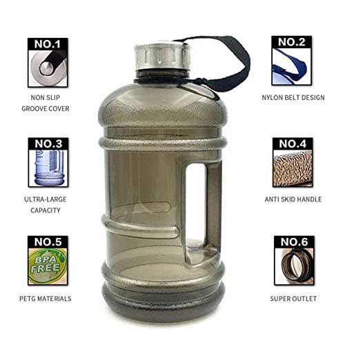 Almineez XL 2.2L Water Bottle 75oz Half Gallon Capacity Leakproof BPA Free Odorless Material Solid Jug Daily Hydration Gym Fitness Athletic Gear Sports Water Bottle for Camping Hiking — view 3