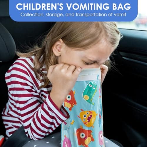 Luxvara 18 PCS Sick Bags,Vomit Bags with Ring,Portable Car Barf Bags1000 Ml,Emesis Bag Bag Children Cartoon,For Car Travel Aircraft Motion Morning Sickness Airsick — view 4