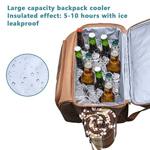 Hap Tim Picnic Basket Backpack for 4 Person with Insulated Leakproof Cooler Bag, Wine Holder, Fleece Blanket, Cutlery Set,Perfect for Beach, Hiking, Camping, BBQs, Family and Lovers Gifts(36079) — view 4