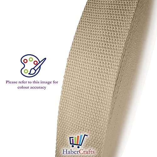 Habercrafts Heavy Duty Webbing Belt Strap Upholstery Cotton Blend 1 Inch for Bag Straps Rucksack Backpacks Luggage Bag Strap Cargo Strapping Belts (Lt Brown/Natural Jute-25mm-3 Meters), CW_5_25MM_3M — view 2